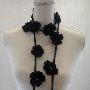 🌸Black Lariat, Necklace, Hand Crafted,Crochet